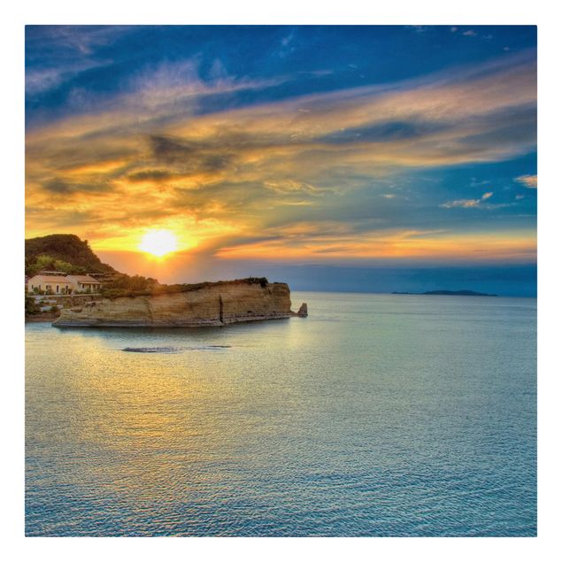 Wandbilder Strände Sonnenuntergang über Korfu