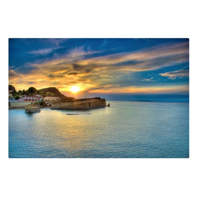 Wandbilder Berge Sonnenuntergang über Korfu