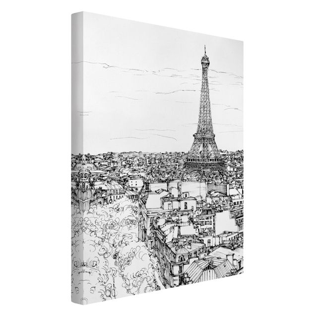 schwarz-weiß Bilder auf Leinwand Stadtstudie - Paris