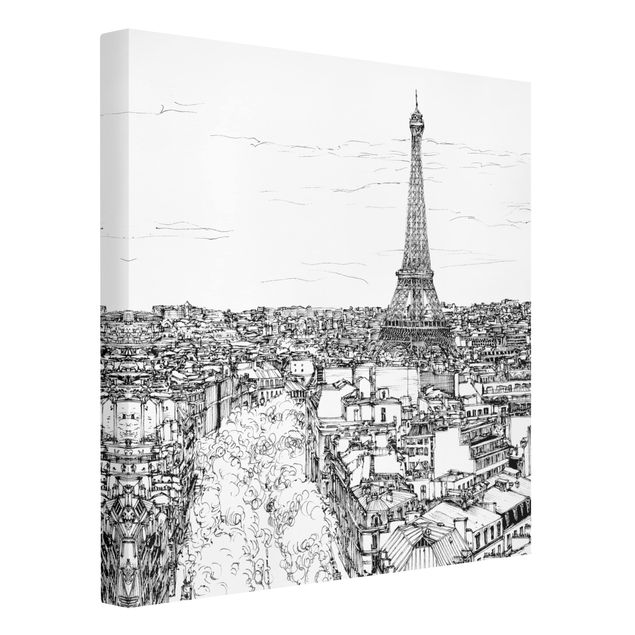 Leinwand schwarz-weiß Stadtstudie - Paris