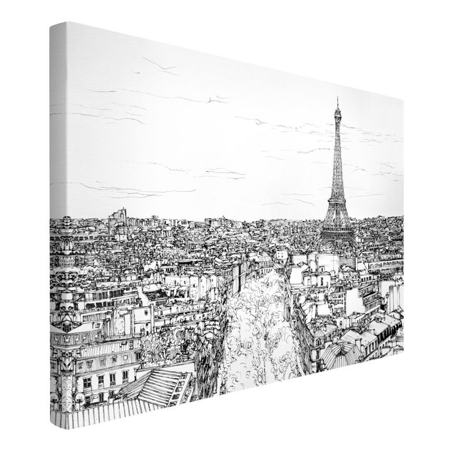 schwarz-weiß Bilder auf Leinwand Stadtstudie - Paris