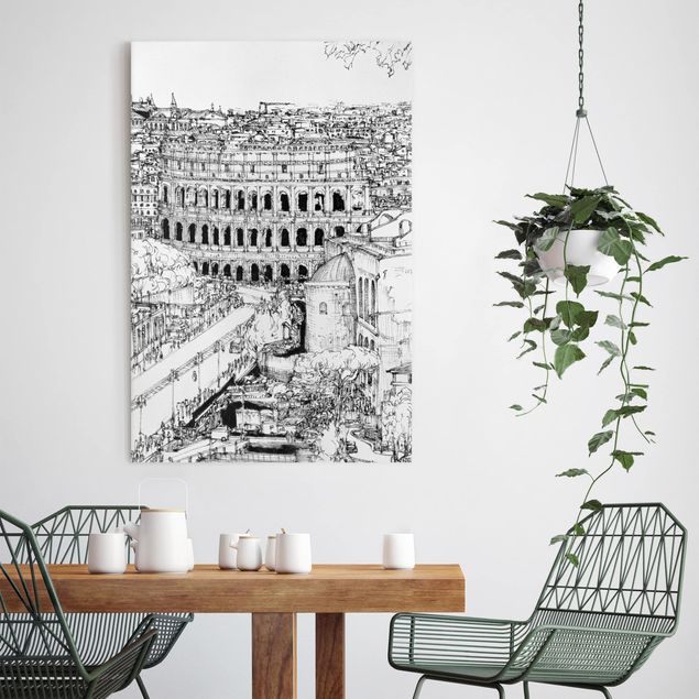 Leinwandbilder schwarz-weiß Stadtstudie - Rom