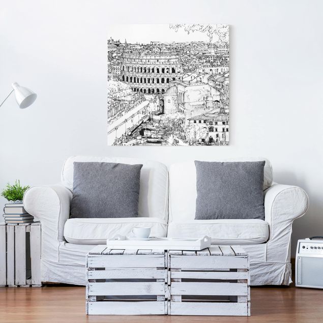 Leinwandbilder schwarz-weiß Stadtstudie - Rom