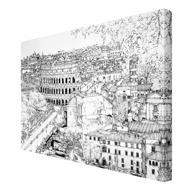 Wandbilder Schwarz-Weiß Stadtstudie - Rom