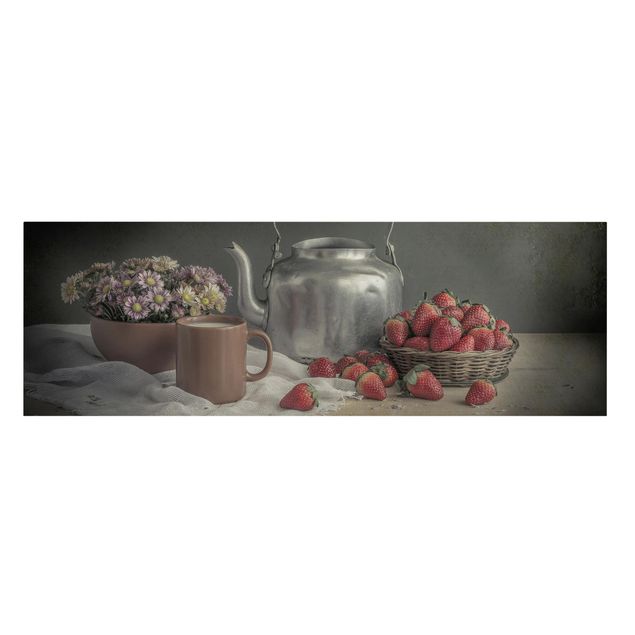 Wandbilder Grau Stillleben mit Erdbeeren