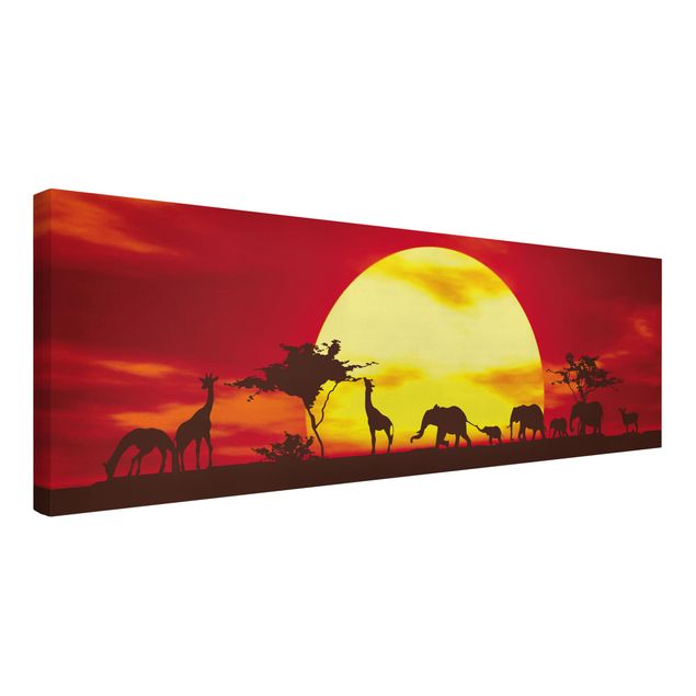 Giraffen Bilder auf Leinwand Sunset Caravan
