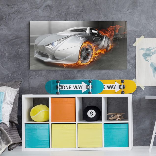 Wandbilder Autos Supercar in Flammen