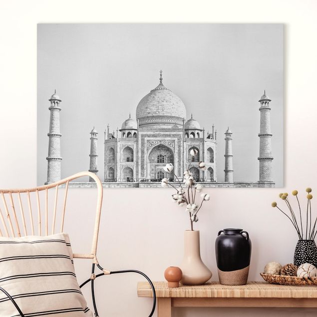 Leinwand schwarz-weiß Taj Mahal in Grau
