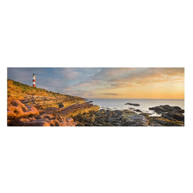 Wandbilder Meer Tarbat Ness Leuchtturm und Sonnenuntergang am Meer