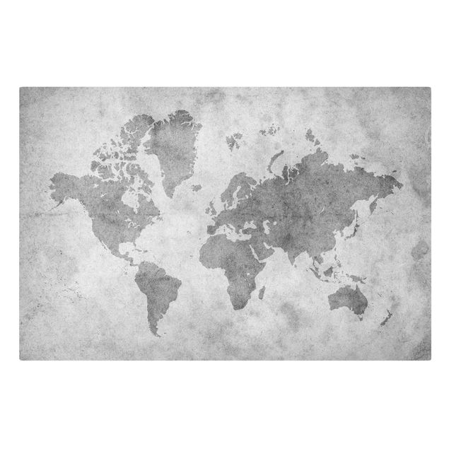schwarz-weiß Bilder auf Leinwand Vintage Weltkarte II