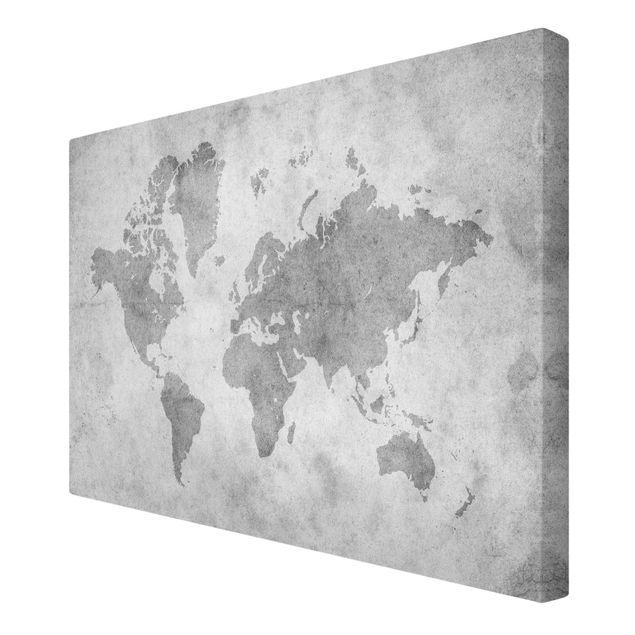 Wandbilder Schwarz-Weiß Vintage Weltkarte II
