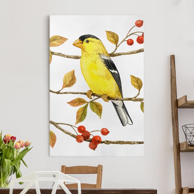 Wanddeko Küche Vögel und Beeren - Goldzeisig