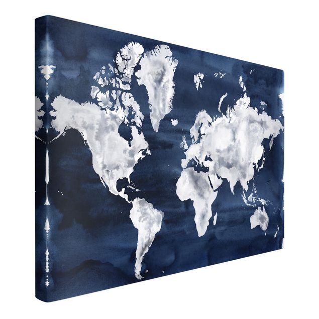 Wandbilder Modern Wasser-Weltkarte dunkel