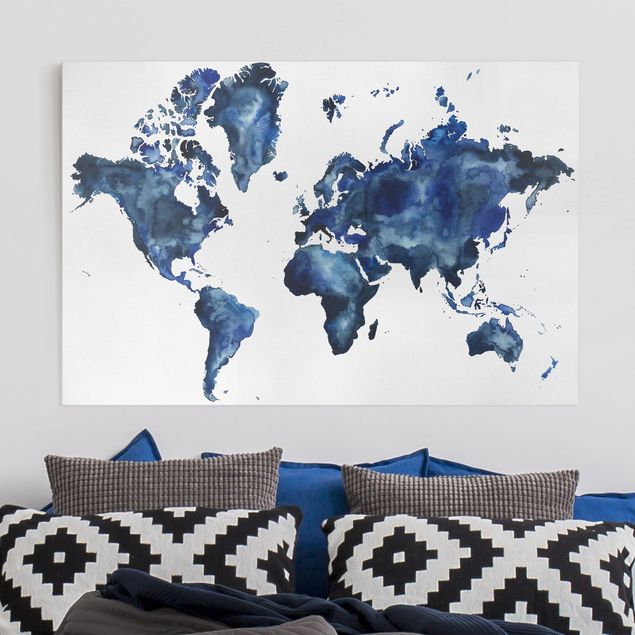 Leinwandbilder Weltkarte Wasser-Weltkarte hell
