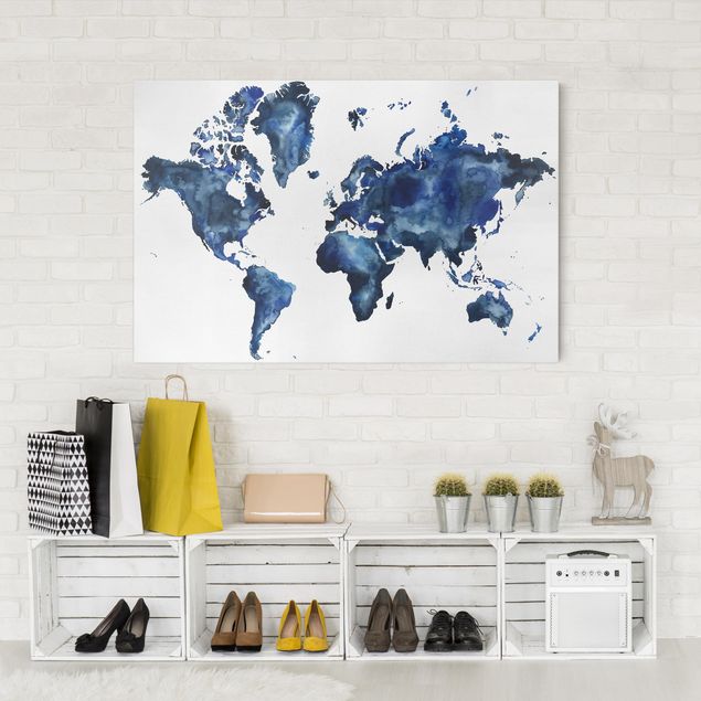 Wandbilder Weltkarten Wasser-Weltkarte hell