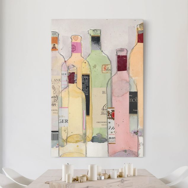 Küche Dekoration Weinflaschen in Wasserfarbe I