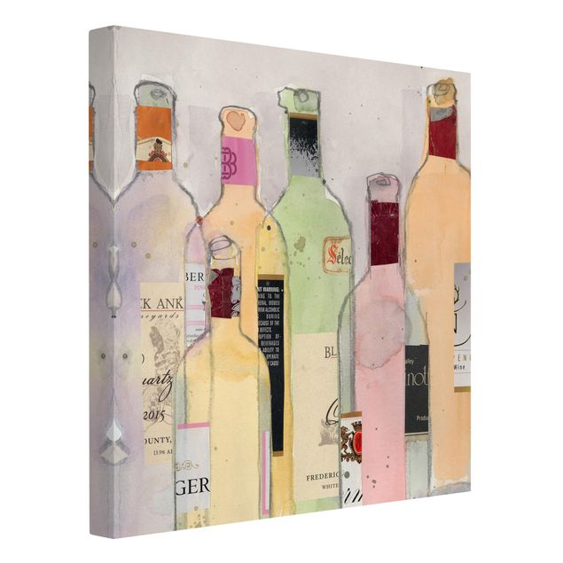 Leinwandbilder Weinflaschen in Wasserfarbe I
