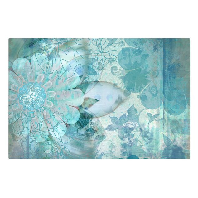 Wandbilder Blau Winterblumen