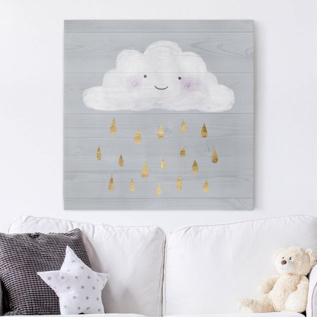 Wandbilder Liebe Wolke mit goldenen Regentropfen