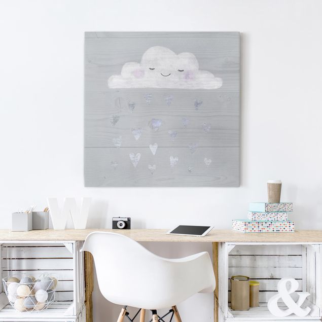 Wandbilder Modern Wolke mit silbernen Herzen