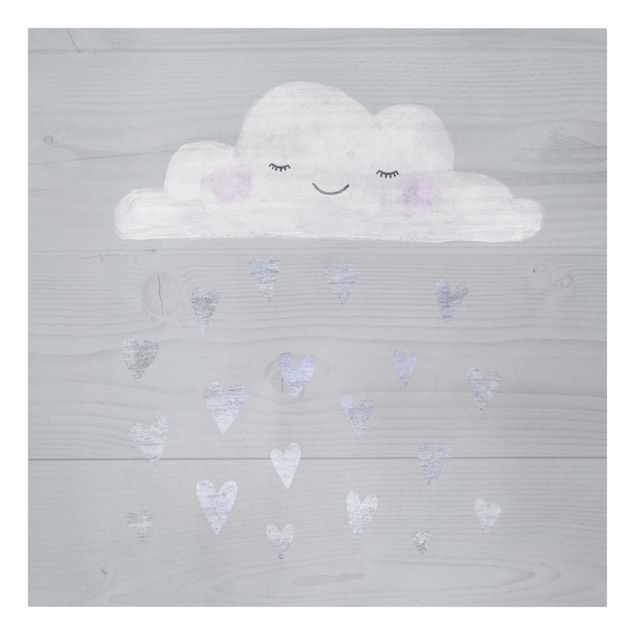Wandbilder Wolke mit silbernen Herzen