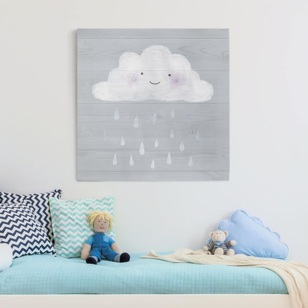 Wandbilder Modern Wolke mit silbernen Regentropfen