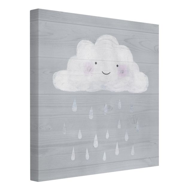 Wandbilder Grau Wolke mit silbernen Regentropfen