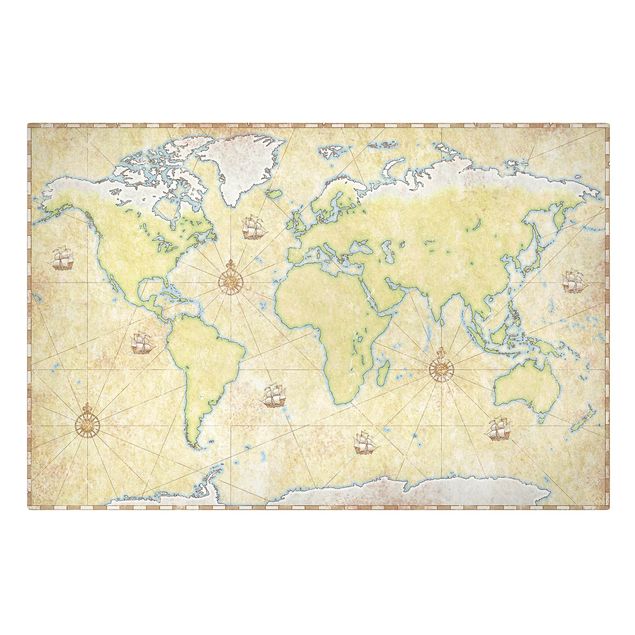 Wandbilder Grün World Map