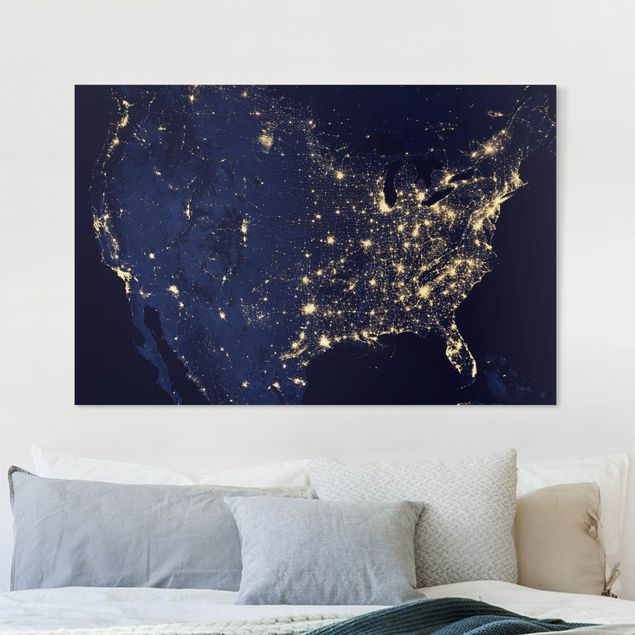 Wanddeko Küche NASA Fotografie USA von oben bei Nacht