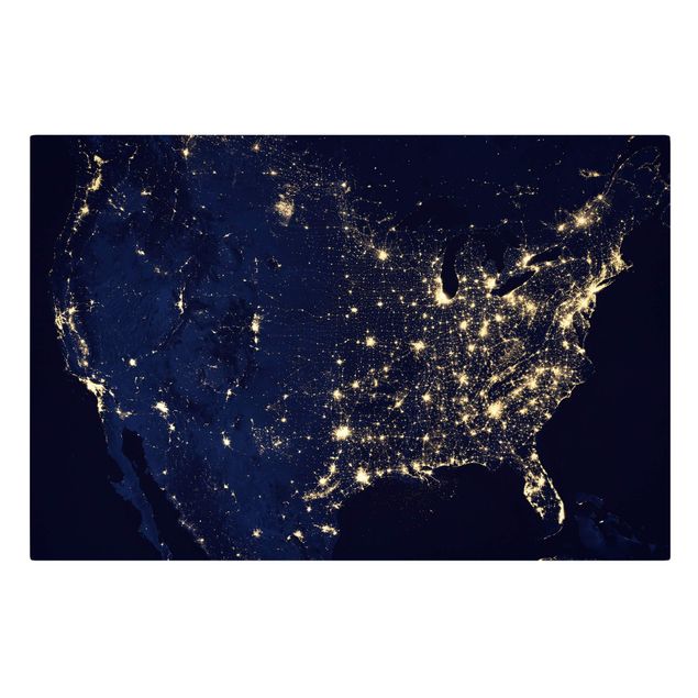 Wandbilder Schwarz NASA Fotografie USA von oben bei Nacht