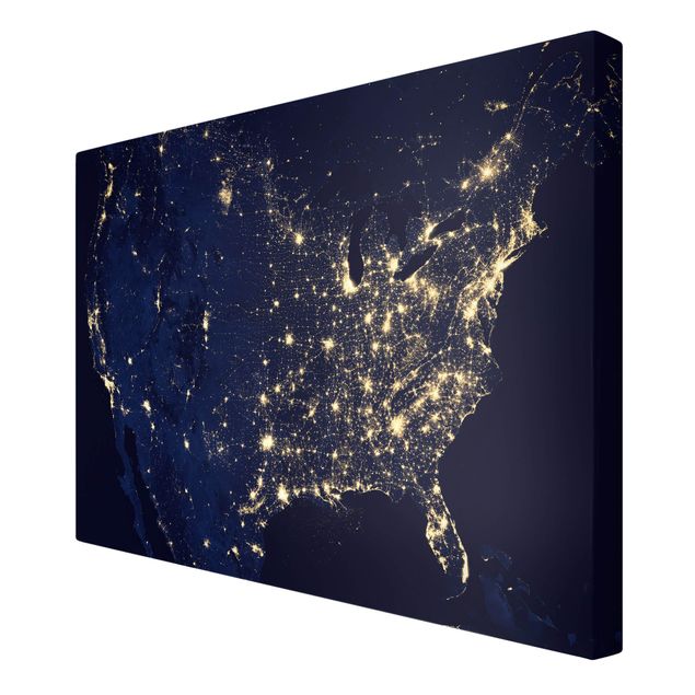 Wandbilder NASA Fotografie USA von oben bei Nacht
