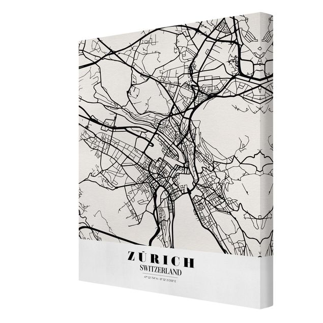 Wandbilder Stadtplan Zürich - Klassik