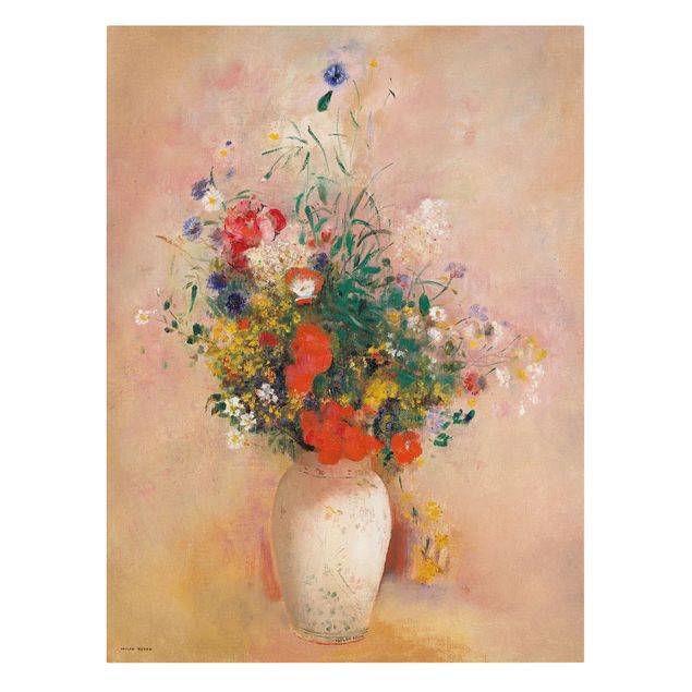 Wandbilder Floral Odilon Redon - Vase mit Blumen (rosenfarbener Hintergrund)
