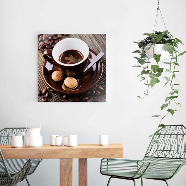 Wandbilder Kaffee Kaffeetasse mit Kaffeebohnen