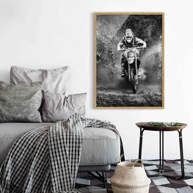 Wandbilder Portrait Motocross im Schlamm