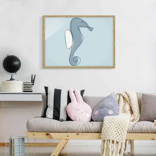 Wandbilder Pferde Seepferdchen Line Art