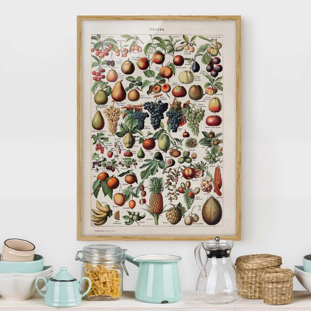 Wanddeko Küche Vintage Lehrtafel Früchte