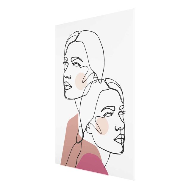Wandbilder Modern Line Art Frauen Portrait Wangen Rosa