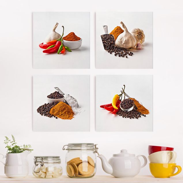 Küche Dekoration Chili Knoblauch und Gewürz - Sets