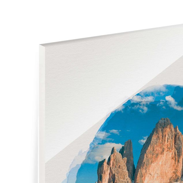Wandbilder Natur Wasserfarben - Südtiroler Zinnen und Wasserspiegelung