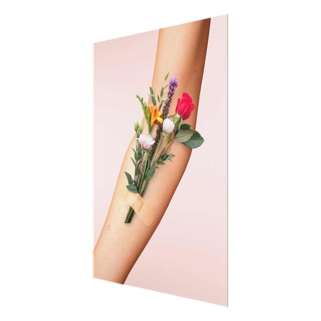 Wandbilder Rosa Arm mit Blumen