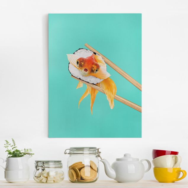 Leinwand Fisch Sushi mit Goldfisch