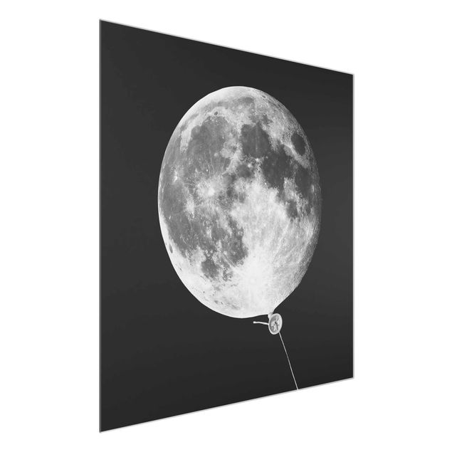 Wandbilder Kunstdrucke Luftballon mit Mond