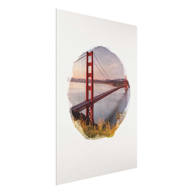 Wandbilder Architektur & Skyline Wasserfarben - Golden Gate Bridge in San Francisco