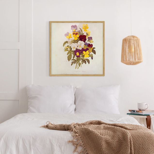 Blumenbilder mit Rahmen Pierre Joseph Redouté - Ein Bund von Stiefmütterchen