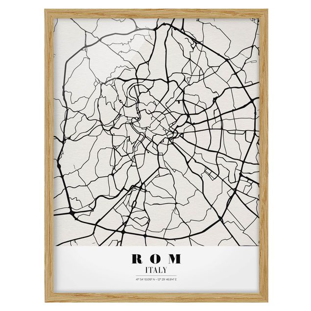 Weltkarten mit Rahmen Stadtplan Rom - Klassik