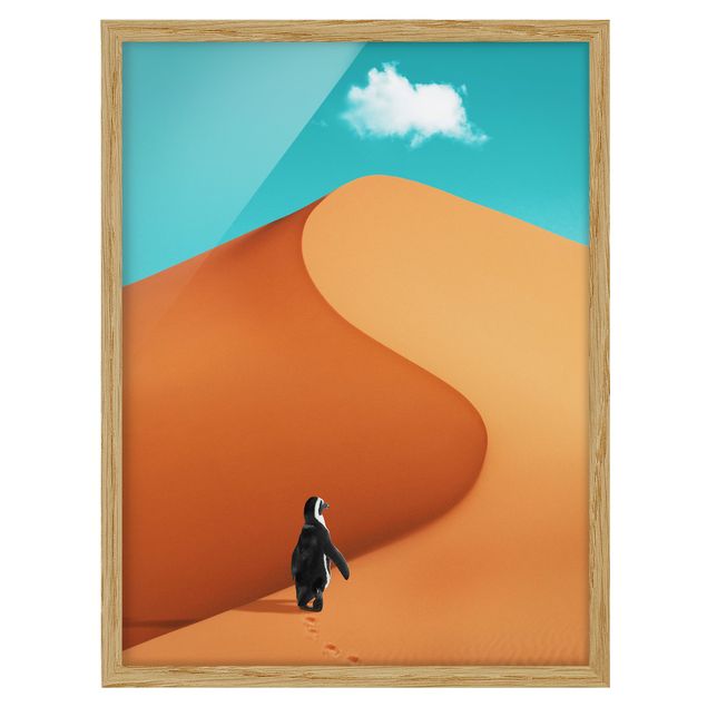 Gerahmte Bilder Tiere Wüste mit Pinguin