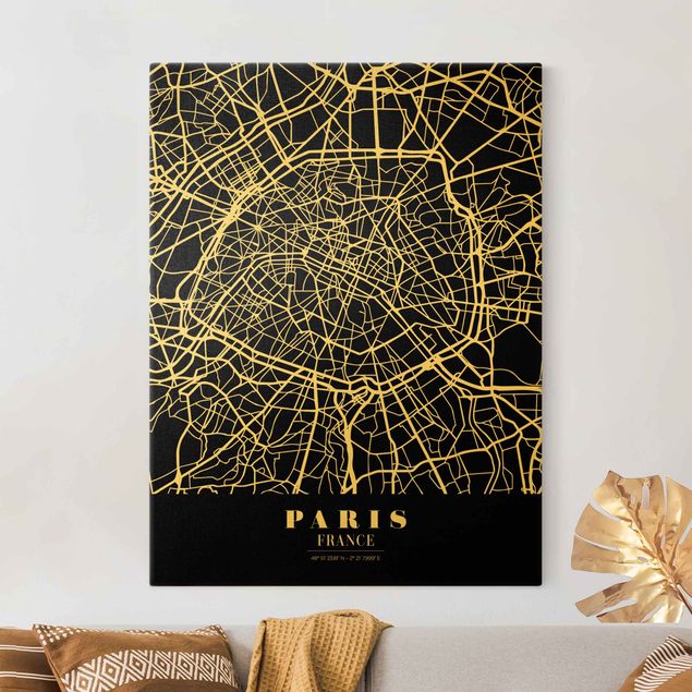 Küche Dekoration Stadtplan Paris - Klassik Schwarz
