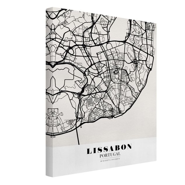Wandbilder Weltkarten Stadtplan Lissabon - Klassik