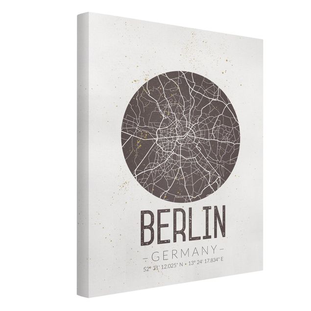 Wandbilder Weltkarten Stadtplan Berlin - Retro